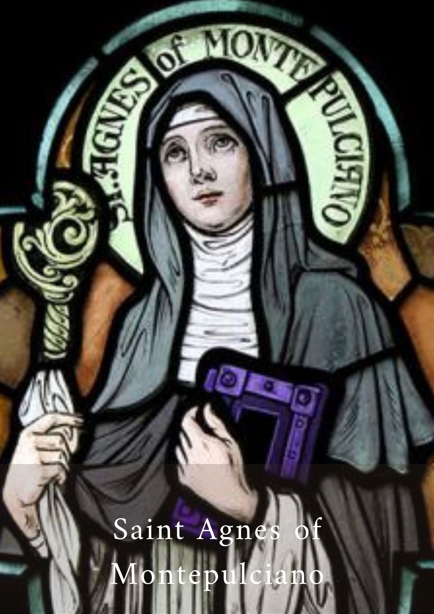 Saint Agnes of Montepulciano depicted as a Dominican nun holding Books