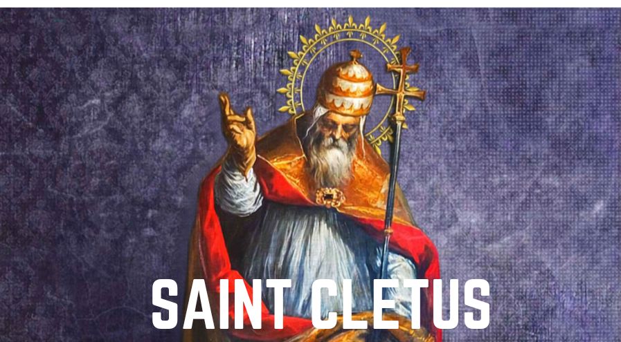 Saint Cletus depicted as an early pope, wearing traditional papal vestments