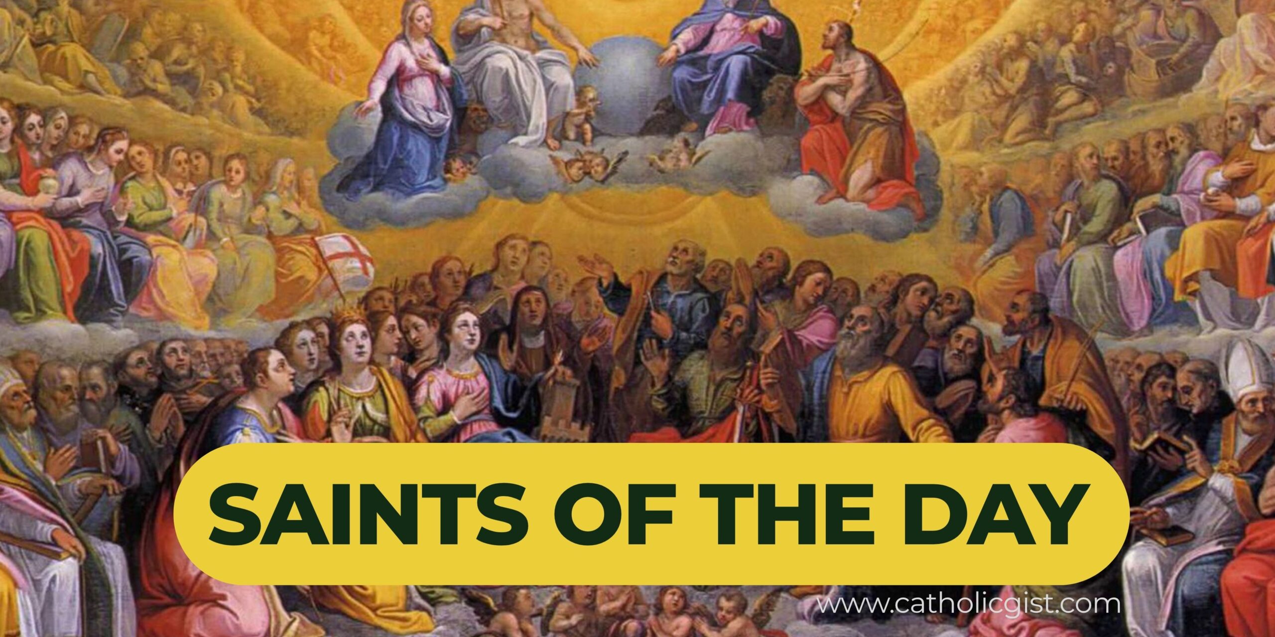 All Saints image showing holy men and women of the Catholic Church united in heaven