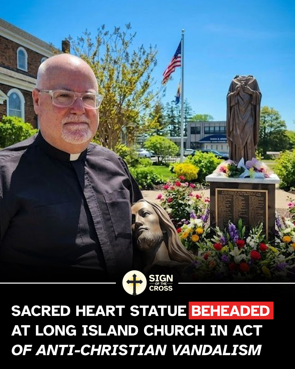 Sacred Heart Statue Beheaded at Long Island Church in Act of Anti-Christian Vandalism