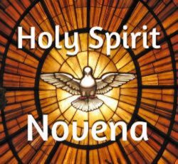 Artistic depiction of the Holy Spirit descending as a dove amid flames of fire, representing the Pentecost event and the seven gifts of the Holy Spirit in Catholic tradition.