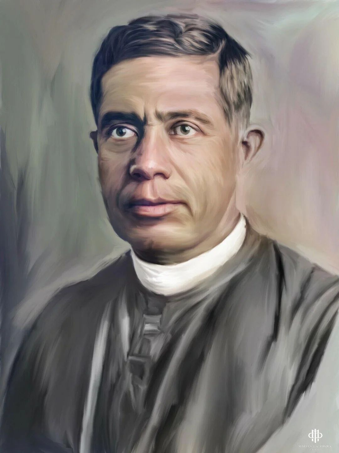 Portrait of Saint Christopher Magallanes Jara in priestly vestments, depicting the Mexican martyr executed without trial during the Cristero War while traveling to celebrate Mass