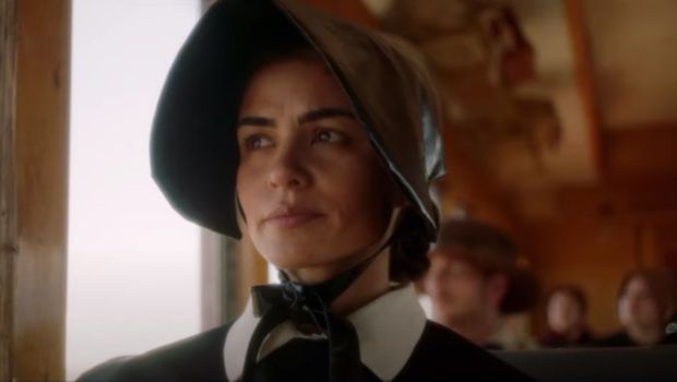 Sister Blandina Segale in habit of the Sisters of Charity, holding a book, representing the 19th-century missionary nun who confronted Billy the Kid and served immigrants in the American Southwest