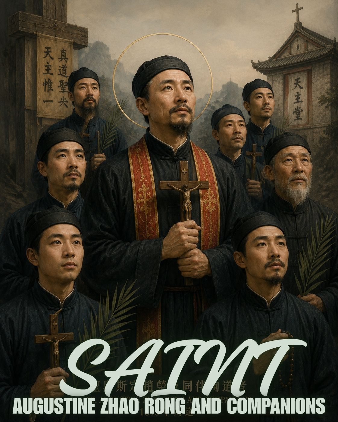 Saint Augustine Zhao Rong dressed as a Chinese Catholic priest and martyr