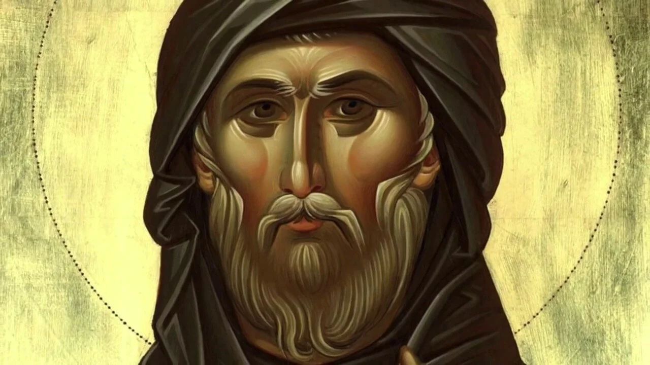 Saint Ephrem the Syrian icon holding a scroll