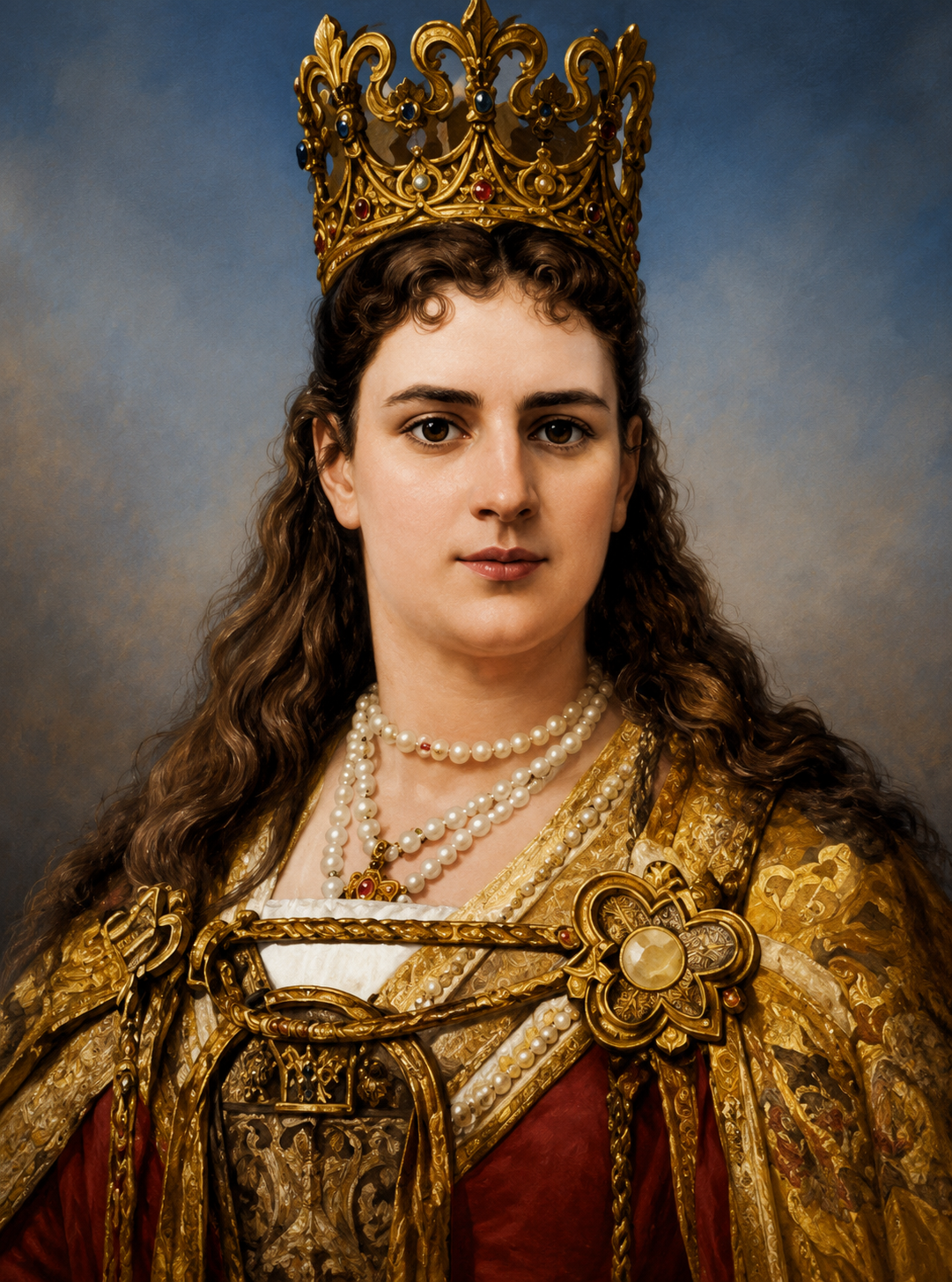 Saint Hedwig of Poland depicted as Queen of Poland in royal coronation robes