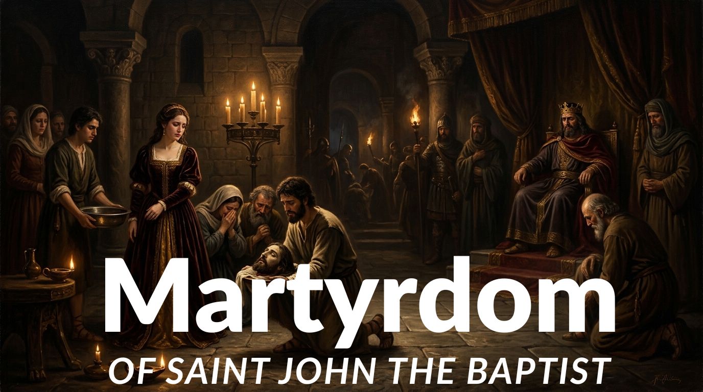 The Martyrdom of Saint John the Baptist depicted through his beheading before King Herod