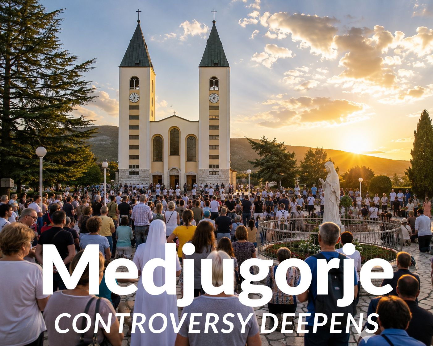Medjugorje controversy illustrated by pilgrims gathered at St James Church in Medjugorje