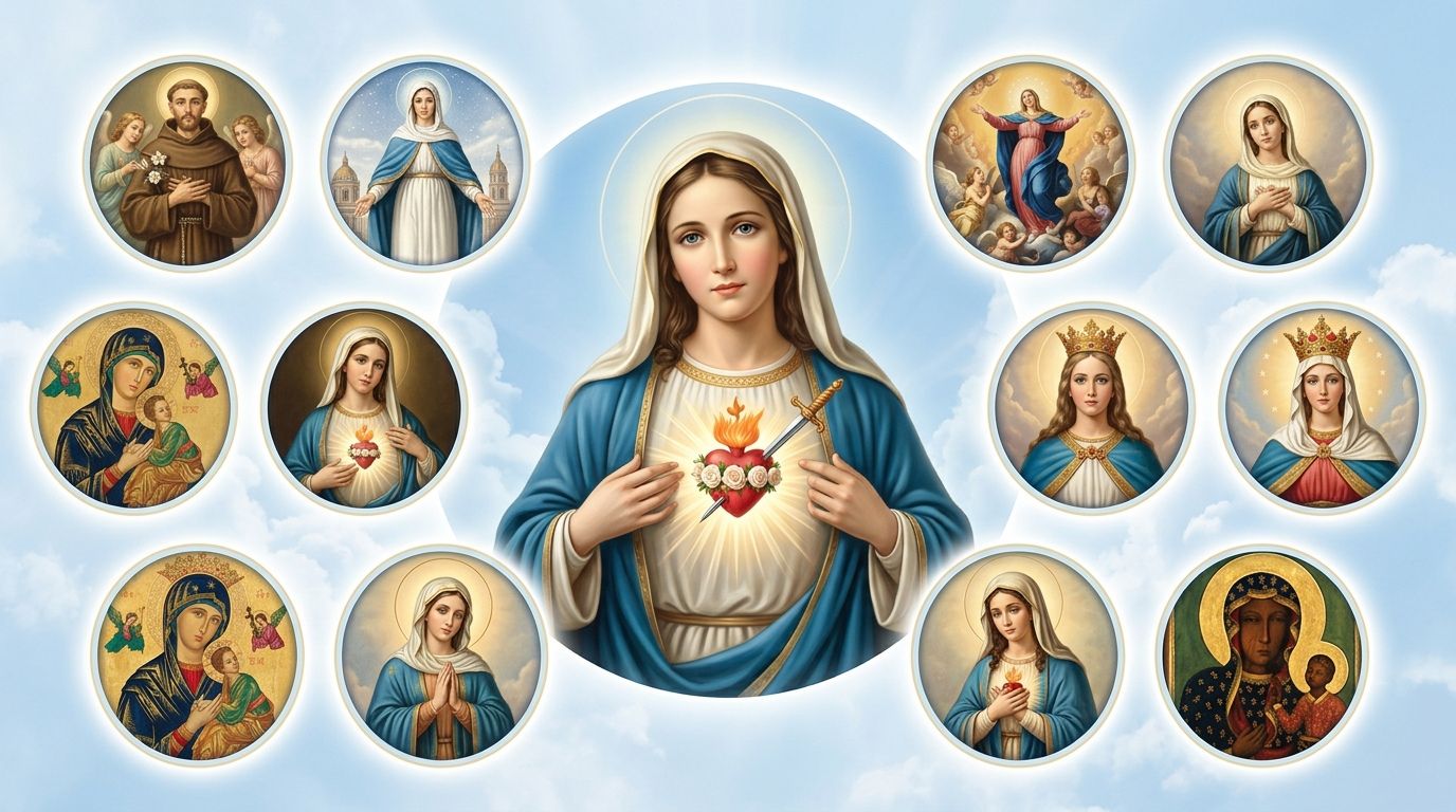 Our Lady's feast days in August shown through a statue of the Assumption of Mary