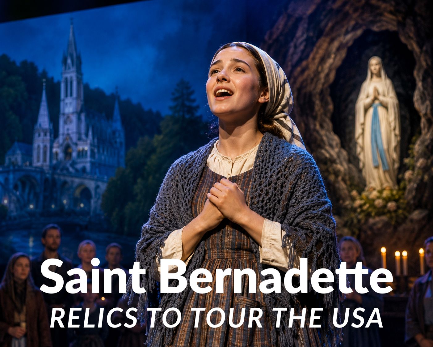Saint Bernadette of Lourdes musical performer singing on stage during the American tour