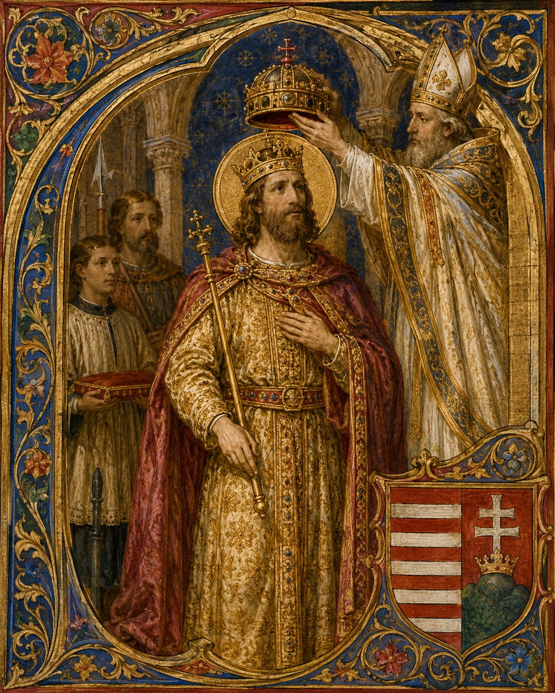 Saint Stephen of Hungary crowned king portrait