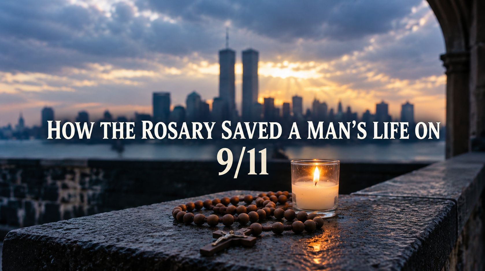 Rosary beads symbolising how the rosary saved a man's life on 9/11