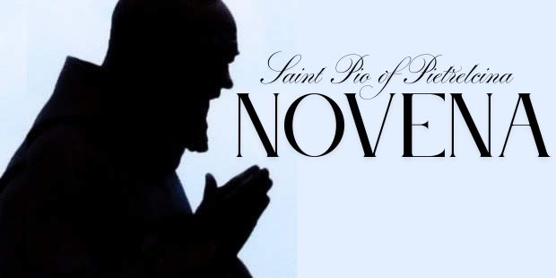 Novena to Saint Pio devotional image of Padre Pio in prayer