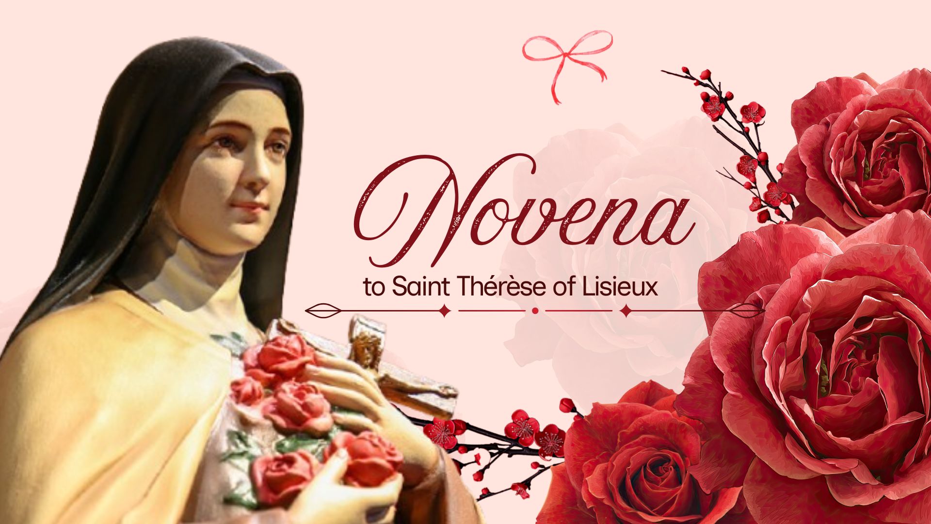 Novena to Saint Therese of Lisieux devotional image with roses