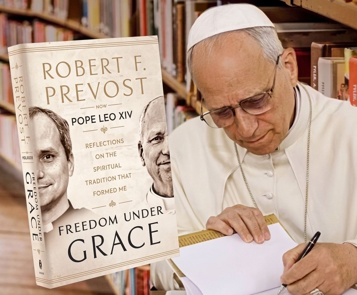 Pope Leo XIV's new book Freedom Under Grace displayed at Vatican presentation