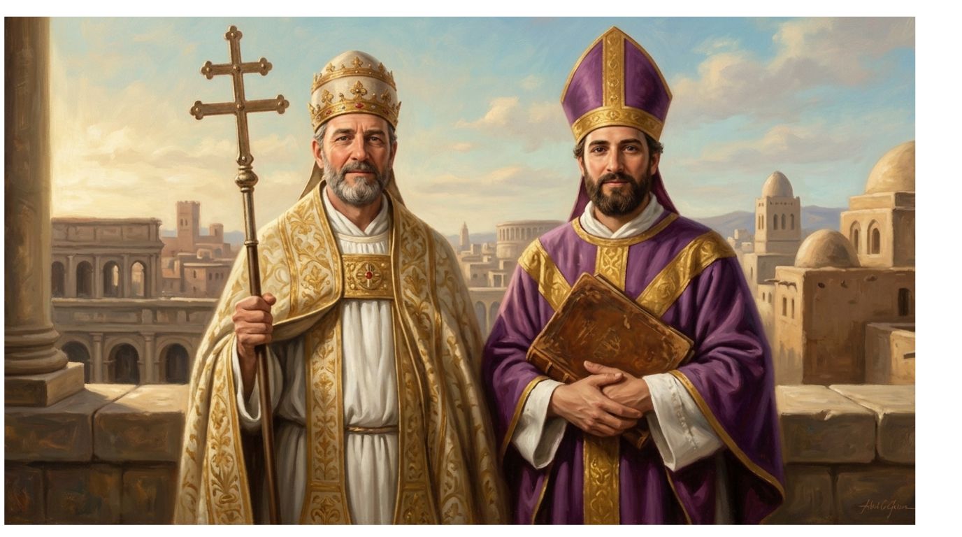 Saints Cornelius and Cyprian depicted together in traditional devotional artwork