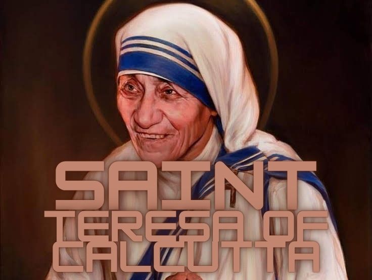 Saint Teresa of Calcutta caring for the poor, patron of World Youth Day