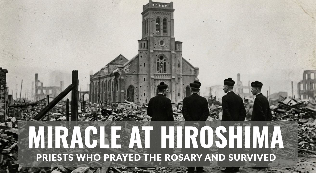 The Rosary of Hiroshima: the Jesuit church of Our Lady's Assumption standing among ruins in 1945