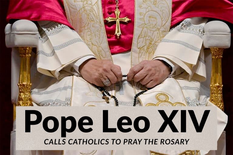 Pope Leo XIV prays the Rosary for peace at the Basilica