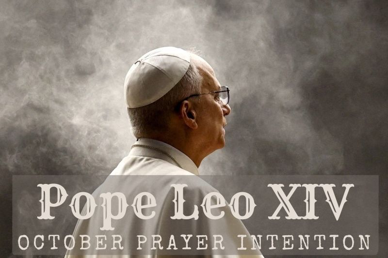 Pope Leo XIV holds an image of Saint Dymphna while praying for mental health ministry
